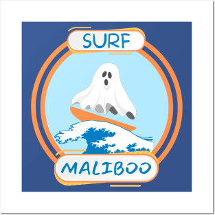 Surf Maliboo Cute Ghost Posters and Art